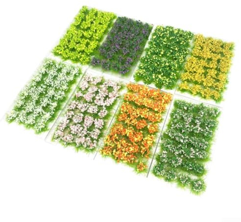 Miniatur Landschaft Statisches Gras 28 Stück Wildblumen Gras Clusters für Modellbau und Handwerk (Rosa)