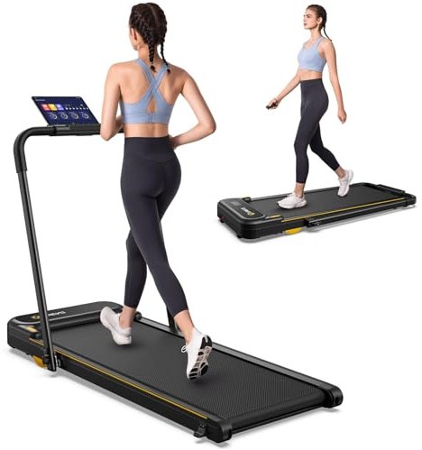 UREVO 2-in-1 Walking Pad, klappbares Laufband mit App für Zuhause | 1–10 km/h, doppelte Stoßdämpfung, Fernbedienung und LED-Anzeige – für Zuhause und Büro