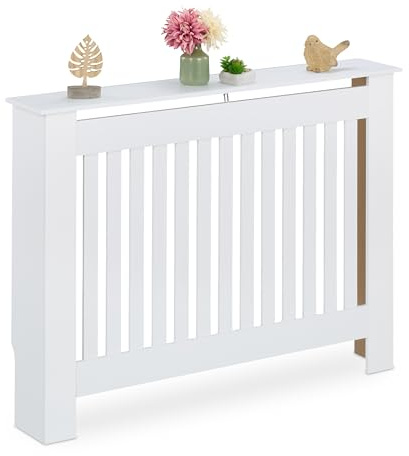 Relaxdays Cache-radiateur, Superbe Design, Tablette Pratique, en MDF, H x L x P : 83 x 112 x 19 cm, Blanc