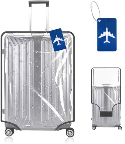 Werownsgso transparenta resväskeskydd, PVC resväska skyddsfodral, transparent dammtät svart gräns, bagageskydd anti-damm repskydd för resor, transparent, 22 Zoll, Klassisk