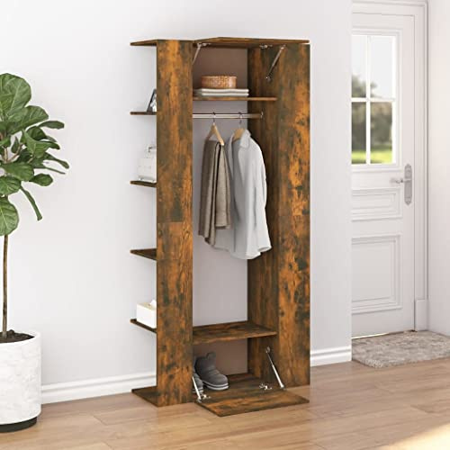 WEMYUFURN Platzsparender Flurschrank mit Stauraum | Wandmontage Garderobenschrank aus Holzwerkstoff | Stilvolles Design mit Ablagen und Kleiderstange