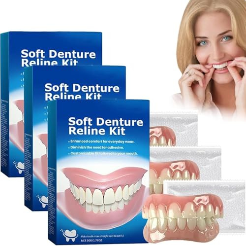 Kit de rebase de silicona para dentaduras postizas, material seguro, sin sustancias nocivas, reduce la pérdida de dientes y embellece tus dientes, mejorando rápidamente la belleza de tu sonrisa.