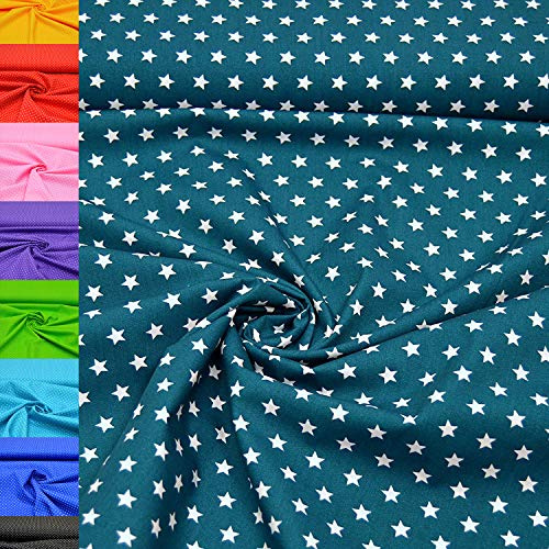 MAGAM-Stoffe Amelie Sterne Baumwollstoff Oeko-Tex Meterware 50cm (10. Petrol)