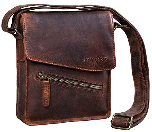STILORD Umhängetasche aus Leder braun - 8 Zoll Schultertasche - Vintage Ledertasche für Männer - Herren Messenger Bag 'Steve'