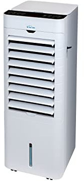 PUR LINE | Climatizador Evaporativo 2 en 1 con Calefactor – Muy Bajo Consumo, Ionizador, Ice Packs, Panel Digital, Temporizador 12h y Mando a Distancia Uso Todo el Año