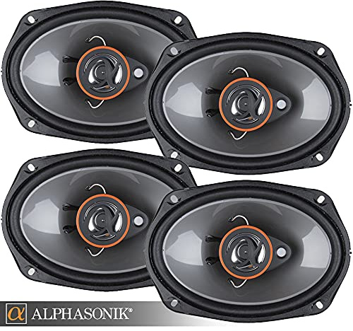 Alphasonik AS268P Loudspeakers 2 Pairs of 6X8 350W Max 3-Way Speakers 4 Ohms Premium Quality Audio Door Speakers for Car or Truck Stereo Sound System