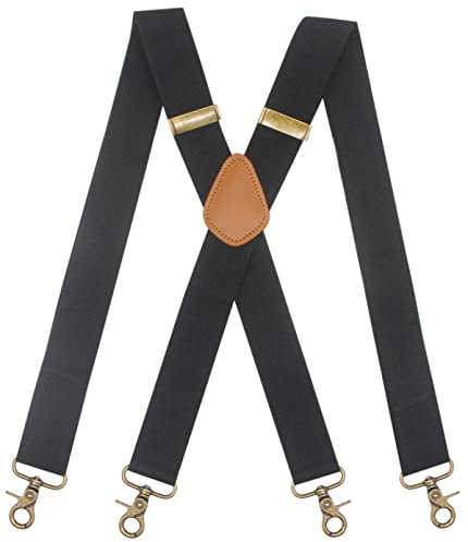 Timiot Mens Suspender 4 Swivel Hooks Adjustable Braces Elastic Comfortable X Style Strap (Black)