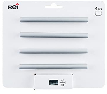 BLISTER CON 4 TIRADORES DE MUEBLE TIPO ASA FABRICADO EN ALUMINIO ACABADO ANODIZADO MATE MOD.2279 ENTREPUNTOS 96mm REI