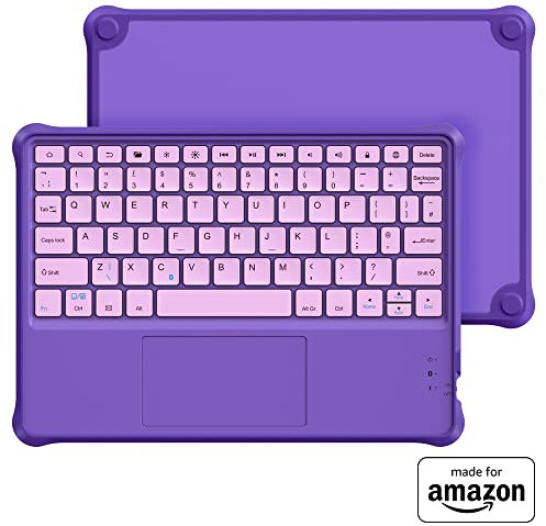 Made For Amazon Kids Wireless Bluetooth Keyboard | Purple, for Fire HD 10 Kids and Kids Pro tablets