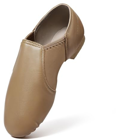 Asyusyu Chaussures de jazz pour filles avec semelle fendue à enfiler, marron, 31 EU