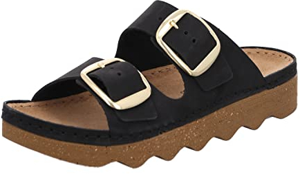 Rohde FOGGIA-D Damen, Frauen, Pantoletten, Slipper,Slides,Sandalen,Sommerschuhe,Freizeitschuhe,Schlupfschuhe,Slipper,Mules,SCHWARZ,39 EU