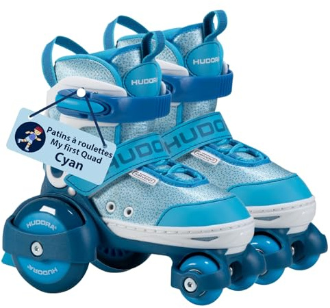 HUDORA Rollschuh My First Quad in versch. Größen & Farben - hochwertige Rollschuhe für Kinder bis 20kg - Kinder Rollschuhe größenverstellbar - sichere Einsteiger-Rollerskates mit großen Rollen