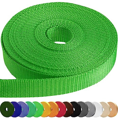 TECEUM 38mm Webbing Strap, Grass Green 46m Heavy Duty Fabric Tape for Craft | Waterproof polypropylene 1.5 inch flat rope (50 yds) for outdoor DIY, crafting, sewing, camping gear and bag repairs