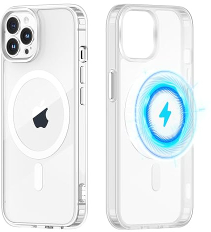 Yoedge Magnetica Trasparente Cover per iPhone 15 Pro Max 6,7, Compatibile con MagSafe,Custodia con Magneti Sottile Morbida Silicone TPU e PC Back Antiurto Bumper Protettivo case per iPhone 15 Pro Max