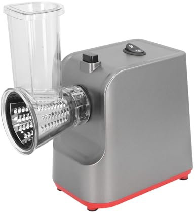 Grattugia Elettrica, 250 W 5 in 1 Grattugia Elettrica Professionale con 5 Lame Rotanti Sostituibili Affettatrice Elettrica Automatica più Rapida e Semplice per Frutta e Verdura