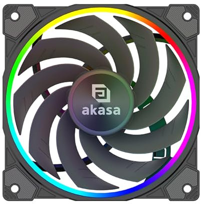 Akasa SOHO AR12 Reverse Blade, 120mm Case Fan with Reverse Flow, Addressable RGB MHD Bearing PC Cooler, 4Pin PWM Silent Fan Under 31.6 dB(A) & Airflow up to 58.3 CFM, Black, AK-FN123