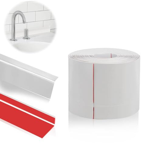 DBREAKS Plinthe souple autocollant de 5 m - 50 x 20 mm - En PVC - Bande finale de cuisine - Blanc