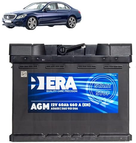 Batteria 60Ah A.G.M. per Mercedes Classe C W205 180 200 400 Eq-Boost benzina