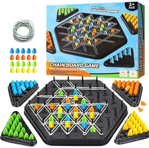 Triangle Chain Game, Fun Triangle Chain Board, Territory Occupation Kids and Adult Family Toys, Puzzle Strategy Toys, Portable Chess Kids Game (Small, Black)