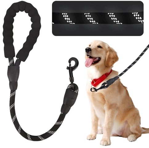 Short Dog Lea-d,60 CM Dog Leash with Soft Padded Handles and Reflective Threads Walking Dog Rope Dog Lea-d Rope for Small Medium and Large Dogs,Thick 12mm