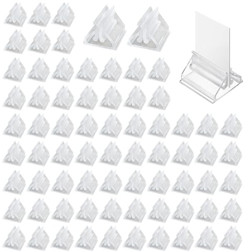 EUPSIIU 72 Pezzi Portamonete Espositore Card Cornici, Stand per Carte, Supporti per Carte da Gioco in Plastica, Mini Cavalletto in Acrilico, Segnapunti per Giochi da Tavolo (Trasparente)