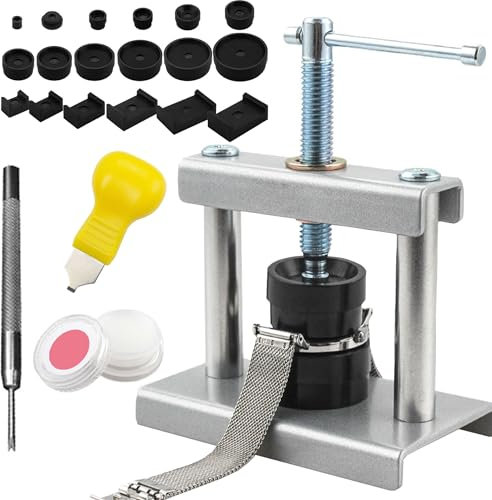 MZSX Watch Press Tool Set, Press Tool Watch Repair Set with 18 Dies, Battery Replacement, for Snap Off/On Back Cover, epair Kit for with A Pry Opening
