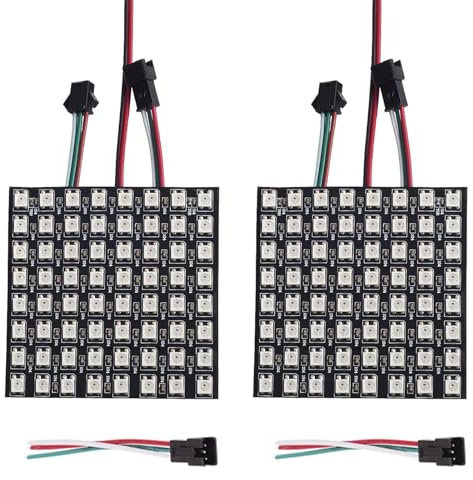 GERUI WS2812 Panneau LED RVB 8 x 8 Eco 64 pixels Module flexible 5050SMD IC Contrôles image vidéo Texte Fonctions colorées adressables uniques avec DC5V Compatible avec Raspberry Pi