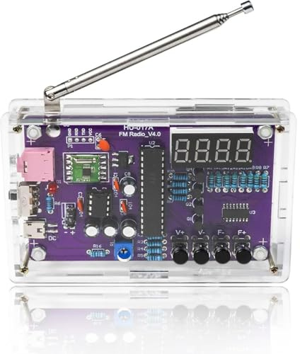 Kit radio FM pour la pratique de la soudure - Kit de projet électronique FM 87-108 MHz avec 2 modes d'alimentation EK1989 - Apprentissage et enseignement de la soudure pour débutants, adultes, enfants