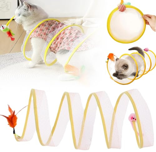 Cat Spring Tunnel Tube Collapsible Tunnels for Hide-and-Seek Game (Maus)
