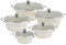 Bargain Shack 5Pcs Aluminium Stockpot Set with Lid Cooking Sets Non Stick Cassarole Pots Sets Suitable for Induction Gas & Electric Hobs Ove Safe(Without Lid) (Dust White)
