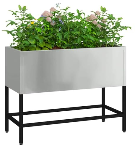 vidaXL Jardinera Elevada Plateado 60 x 26 x 45 cm Acero Galvanizado | Hecho de acero galvanizado fuerte, Ideal para cualquier clima al aire libre,