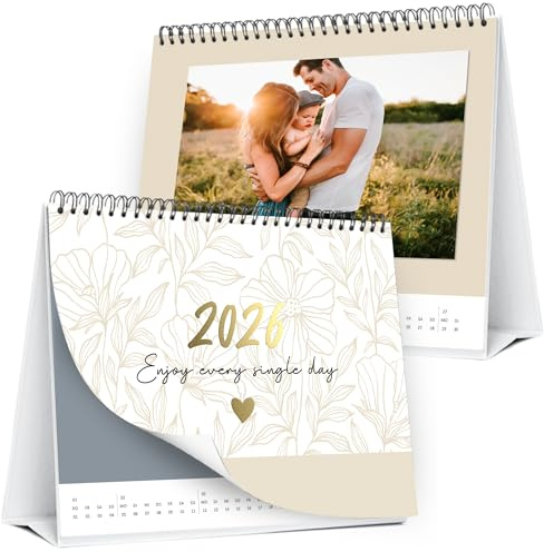 Tischkalender 2026 als Bastelkalender I [Gold] Kalender zum Selbstgestalten I Foto Bastelkalender DIY zum Aufstellen I Bunter Monatskalender als tolle Geschenkidee zu Weihnachten oder Geburtstag