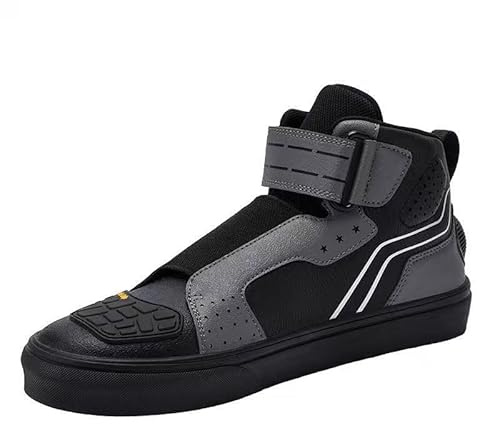 CASTIRON LIFT Motorcycle Shoes for Men,Motorcycle Riding Shoes Motocross Protective Boots with Zipper, Ankle Support Grey