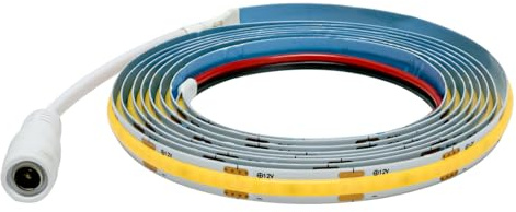 Tyun Tiras LED COB 12V, 2m Blanco Cálido 3000K 320 LED/m neón Cintas flexibles Tira de luz con conector DC para fiesta, mostrador, estante, decoración del hogar