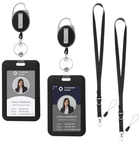 Quilax 2 Set Ausweishülle mit Band,Vertikale Kartenhalter mit Abnehmbare Band,Wasserdicht Ausweishülle,Badge Holder,für ID-Kredit Proximity Key Führerschein und Pass,Lehrer Büro