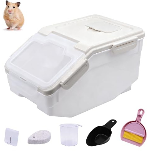 Qiveno Large Chinchilla Sand Bath Container Kit with Sand Cup & Shovel | Plastic Dust Bath House for Hamster, Hedgehog, Guinea Pig, Squirrel & Small Animals | Pet Room (Gray)