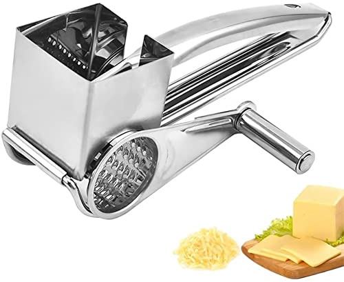 Rallador de queso con manivela, rallador giratorio de acero inoxidable para rallar queso y nueces sin esfuerzo