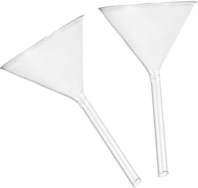 BESPORTBLE Embudo Triangular de Vidrio de Tallo Corto 100 Mm, Paquete de 2 Unidades, Embudo de Laboratorio Reutilizable, Ligero y Fácil de Limpiar, Adecuado para Química Analítica y Llenado