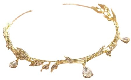 HYFEUOKF Corona de elfo de moda, Tiaras de corazón de estilo étnico, joyería for el cabello for la frente, banda for el cabello y elegante(Gold)