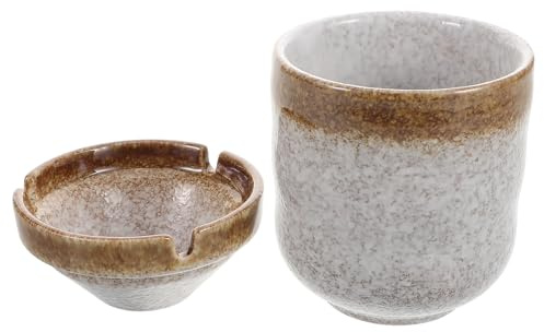 VICASKY Cenicero y Fácil de Limpiar a Prueba de Viento de Cerámica Estilo Japonés y Retro Chino Diseño de Embudo Adecuado para Restaurantes de Sushi y Decoración