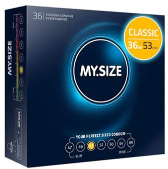 MY.SIZE Classic Kondome Größe 3 I 53 mm Breite I 36 Stück Großpackung I Premium extra dünn I gefühlsecht hauchzart I dünne 0,07 mm Wandstärke I vegan I für Men