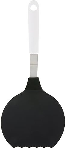 Fackelmann 23015 Omelette Espátula 34,5 cm Arcada Lina crepes Espátula con asa, tortitas Espátula con función notebook recubierta de plástico para ollas y sartenes (Color: Blanco/Plata/Negro), 1 pieza