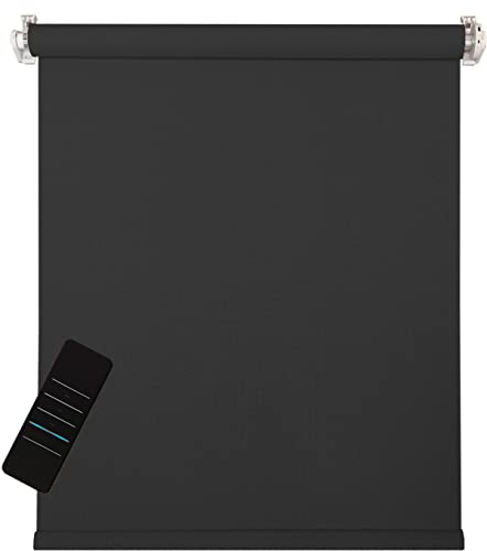 Elektrisches Rollo, schwarz, 5% lichtdurchlässig, inkl. Akku-Motor & Sender, 85x160 cm (1 ST)