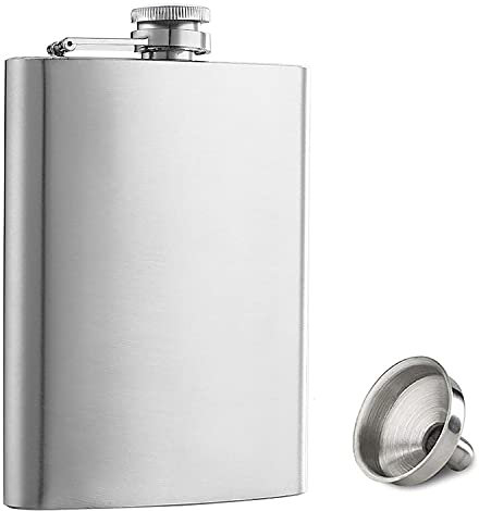 Fiaschetta con imbuto, in acciaio inox, 100% a prova di perdite, portatile, tascabile, fiaschetta per liquori, da uomo