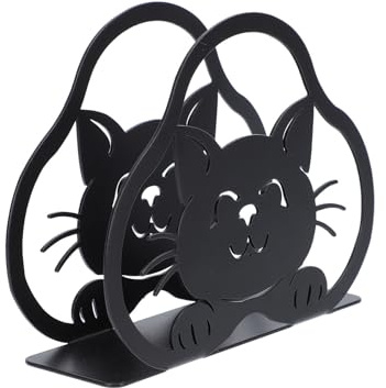 Cabilock Toilettenpapier Box Serviette Halter Eisen Dekorative Halter Serviette Organizer Katze Design Freistehende Papier Halter Für Küche Platte Esstisch Schwarz Papierhandtuchhalter
