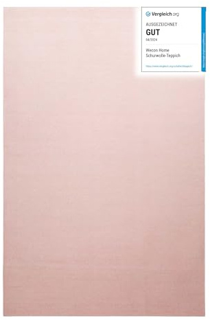 Wecon Home Wollteppich handgewebt - wertvoller, nachhaltiger, Teppich bestens geeignet fürs Wohnzimmer, Schlafzimmer und Kinderzimmer, Handwebteppich aus Schurwolle - Perpignan - 80 x 150 cm, Rosa