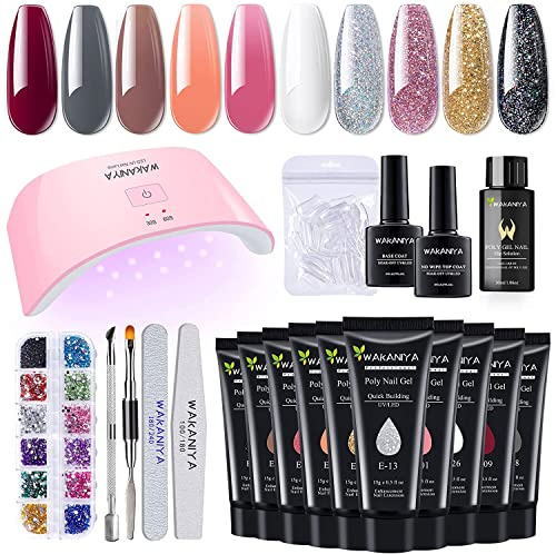 Set di 100 unghie in gel con lampada, colori caldi