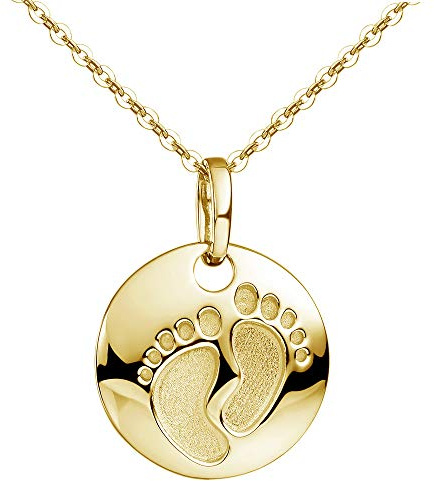 MATERIA by Matthias Wagner Babyfuß Anhänger mit Kette Silber 925 vergoldet - Geburtsgeschenk