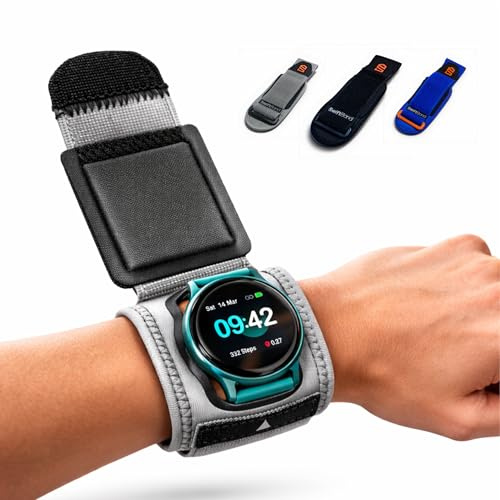 SwiftBand Schutzband für Smartwatch – Kratz- & Stoßschutz bei Sport, Arbeit & Outdoor – Puls-Tracking bleibt – kompatibel mit Apple Watch, Garmin, Fitbit u.v.m. (M/L, Grau)