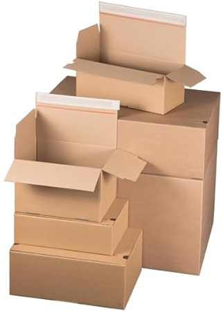 karton-billiger | Versandkarton mit Automatikboden Faltschachtel Versandschachtel Selbstklebend, braun, versch. Größen (20, A3+ - 460x309x180-300mm)